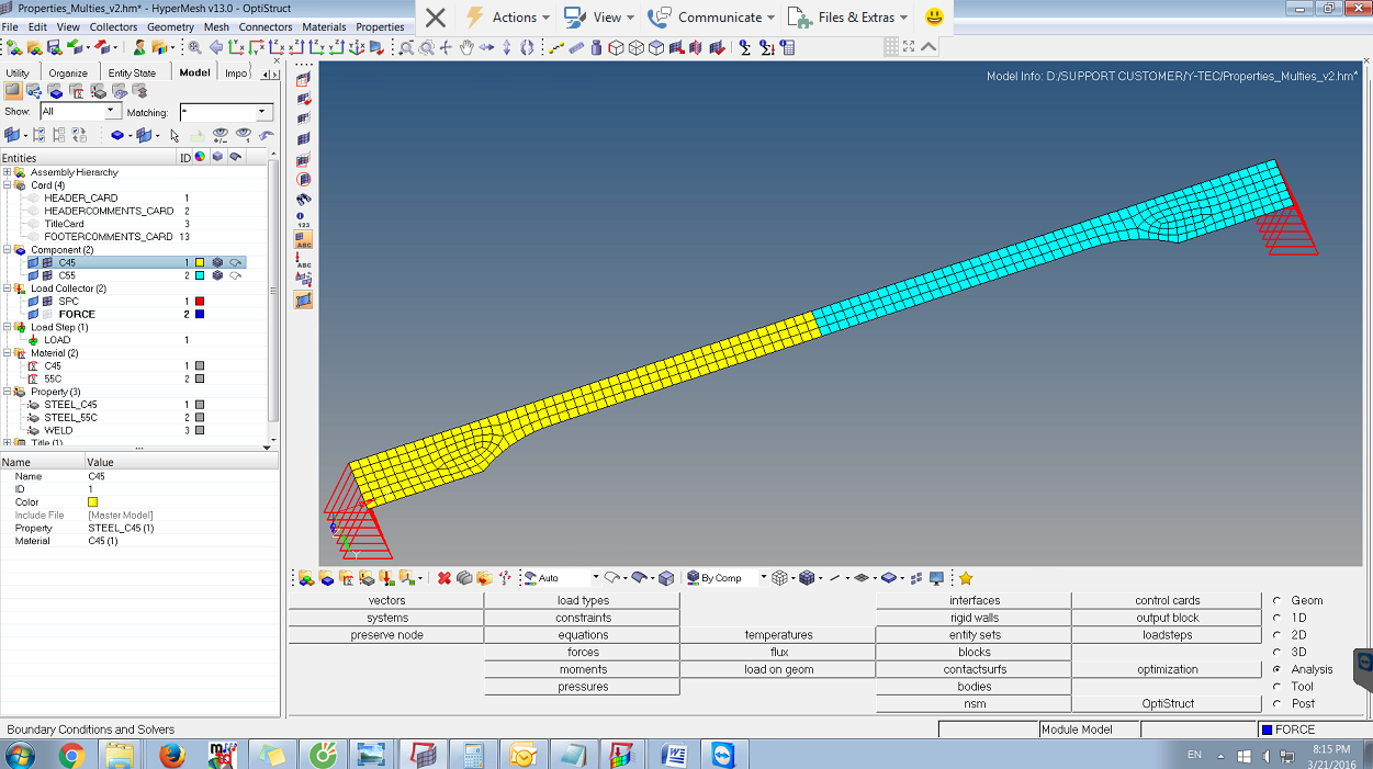 Common Node Between Two Properties (diffirence Material) - OptiStruct ...