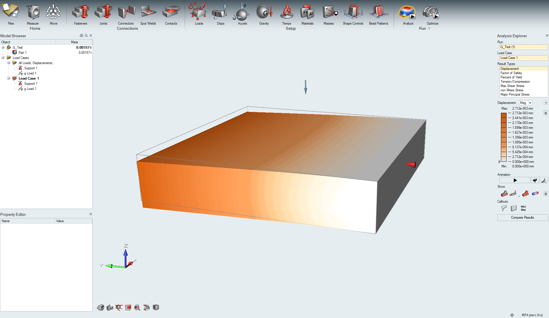 Point to apply gravity or acceleration - Inspire - Altair Products ...