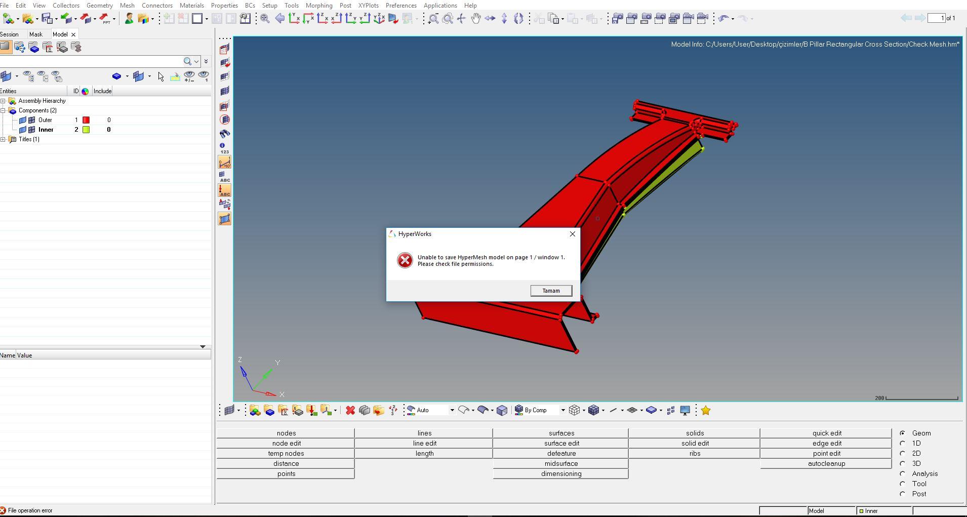 Unable To Save The Model Nor The Session - HyperMesh - Altair Products ...