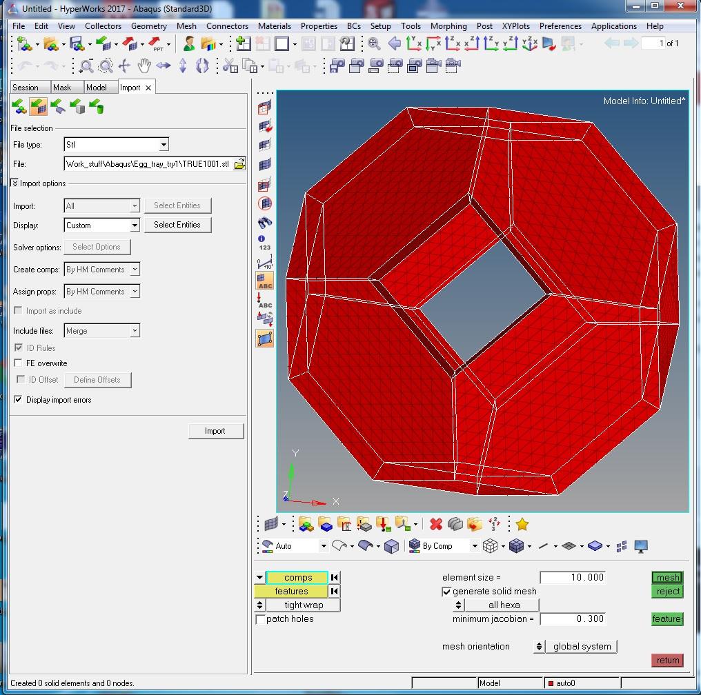 Generating mesh for stl model vith complex geometry HyperMesh